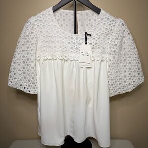 English Factory Cream Eyelet Blouse